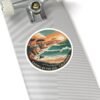 Carmel-by-the-Sea California Sticker - Retro Coastal Sunset Cliff and Ocean Waves Design - Vintage Travel Souvenir Vinyl Decal