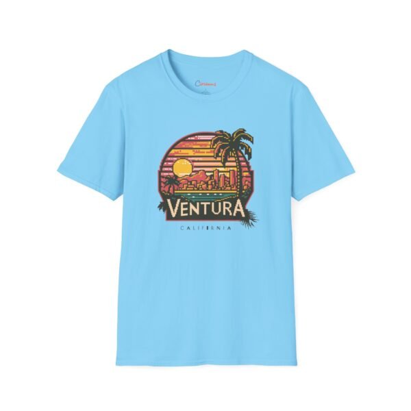 Ventura Sunset Pixel Art California Dream Unisex Softstyle T-Shirt, Graphic Tee, Vintage Style Shirt, Retro Tshirt, Beach Lover Gift