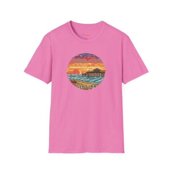 Embrace the Horizon: Pixel Art Ventura Pier Sunset - Unisex Softstyle T-Shirt