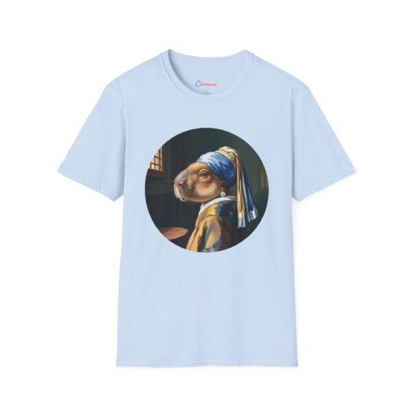Capy with a Pearl T-Shirt - Vermeer Parody with Capybara Twist | Funny Art Tee for Animal Lovers & Meme Fans