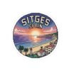 Sitges Spain Sticker - Retro Pixel Sunset Coastal Design, 8-Bit Mediterranean Travel Art