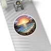 Carmel-by-the-Sea Sticker - Pixel Art Sunset Beach and Ocean Waves Design - Retro California Coastal Travel Souvenir Vinyl Decal