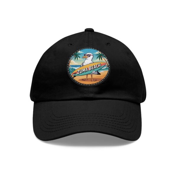 Zuma Beach Hat - PU Leather Patch Funny Seagull Baseball Cap, Malibu California Souvenir
