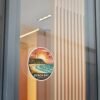 Byron Bay Australia Round Vinyl Sticker - Retro Beach Sunset Design, Coastal Souvenir, Waterproof Surf & Travel Decal