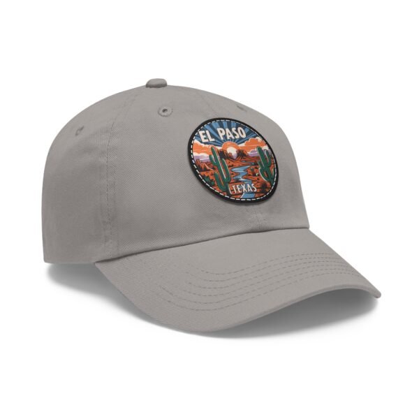 El Paso Texas Hat - Leather Patch Desert Sunset Cap with Cactus & River, Retro Travel Baseball Dad Hat, City Vibes Souvenir Apparel