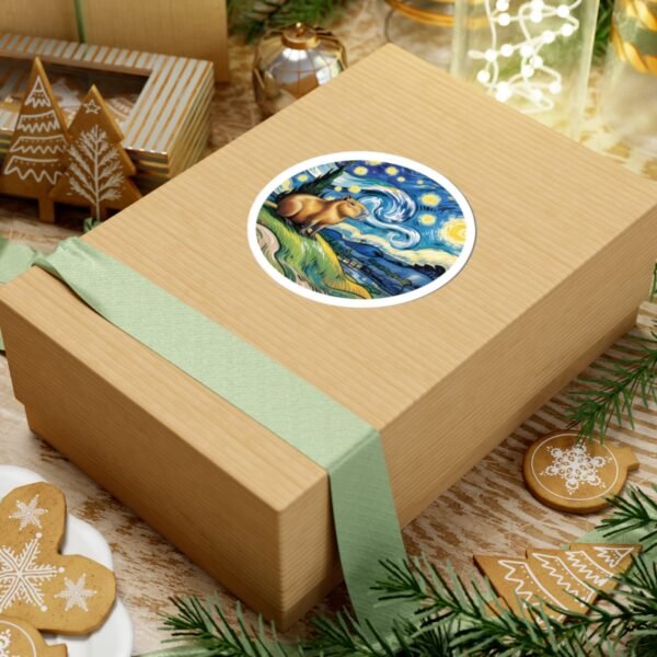 Capybara Starry Sky Sticker - Whimsical Art-Inspired Kiss-Cut Sticker for Nature & Animal Lovers, Cute Gift, Laptop Decal, Planner Sticker,