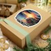 Carmel-by-the-Sea Sticker - Pixel Art Sunset Ocean Cliff Scene with Retro Gaming Style - California Coastal Travel Souvenir Decal
