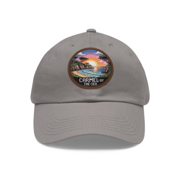 Carmel by the Sea Hat - Pixel Art Sunset Leather Patch Cap, California Coastal Retro Style, Unique Vintage Travel Gift