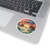 Tampa Florida Sticker - Retro Sunset Beach Scene with Palm Trees, Ocean Waves, and Vibrant Coastal Skyline - Vintage Travel Art