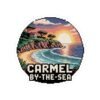 Carmel-by-the-Sea Sticker - Pixel Art Sunset Cliff and Ocean Waves Design - Retro California Coastal Travel Souvenir Vinyl Decal