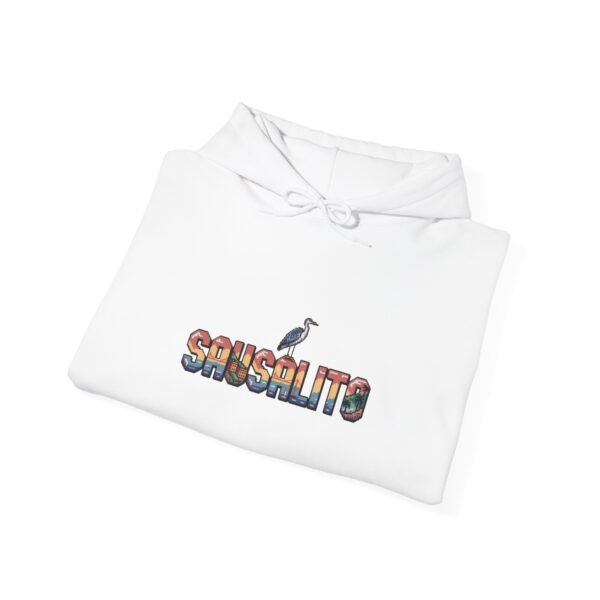 Sausalito California Hoodie - Coastal Travel Sweatshirt, Retro Graphic Heron Design, Bay Area Souvenir, Unisex Coastal Style