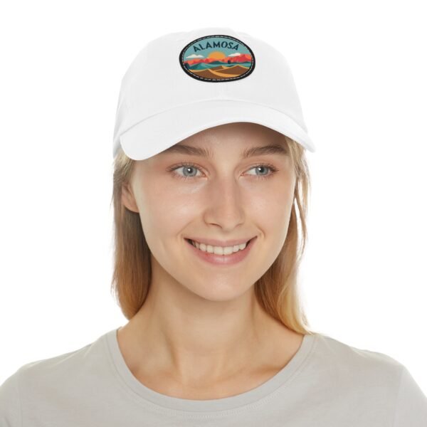 Alamosa Colorado Hat - Retro Sunset Leather Patch Cap, Great Sand Dunes Mountains Travel Souvenir Dad Hat, Outdoor Adventure