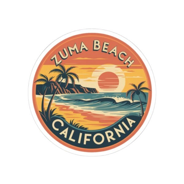 Zuma Beach California Sunset Serenity, Kiss-Cut Decals, Laptop Sticker, Scrapbooking, Water Bottle, Planner Stickers