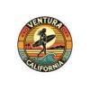 Kiss-Cut Stickers - Retro Ventura California Vintage Surf Girl Design, Beach Lover Decal, Laptop Sticker, Water Bottle Label, Scrapbook