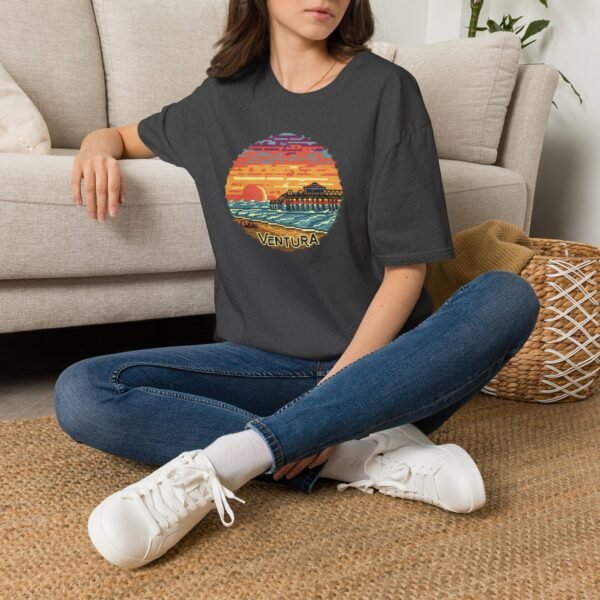 Embrace the Horizon: Pixel Art Ventura Pier Sunset - Unisex Softstyle T-Shirt