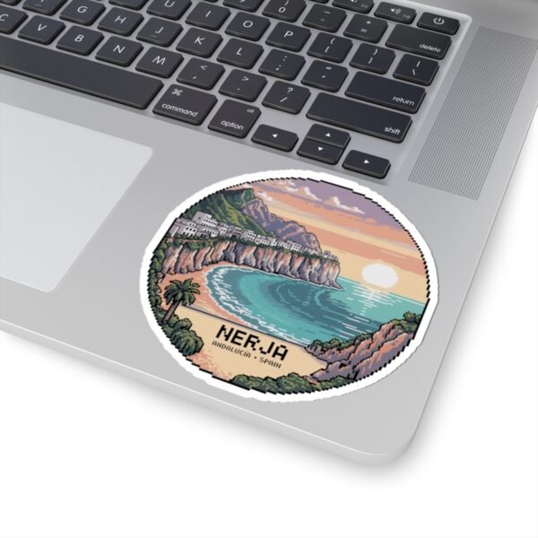 Nerja Spain Sticker - Pixel Art Mediterranean Sunset | Retro 8-Bit Coastal Design of Andalucía | Travel Vinyl Decal for Laptop & Bottle