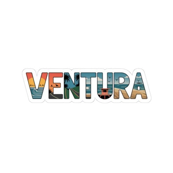 VENTURA California Sticker - Retro Coastal Design, 2x2 to 6x6 Vinyl Decal, Beach Vibes Aesthetic, Travel Gift, Van Life Accessory