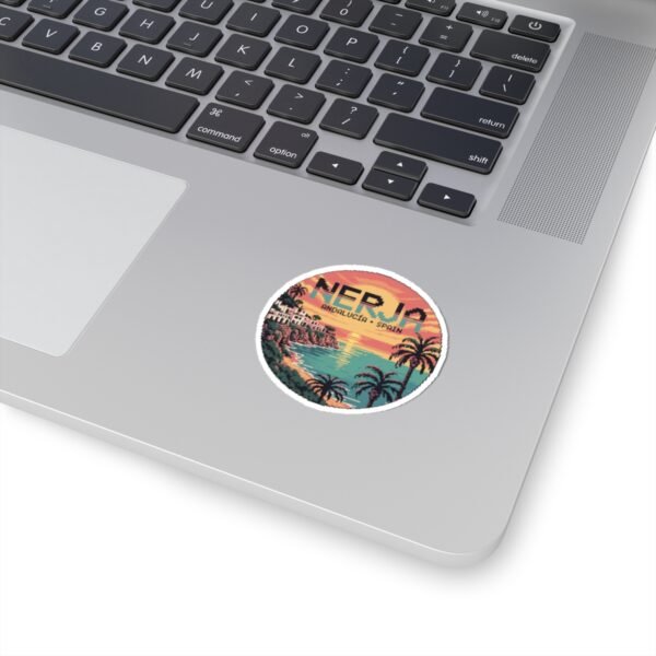 Nerja Spain Pixel Art Sticker - Retro Sunset 8-Bit Design | Andalucía Travel Vinyl Decal | Vintage Coastal Mediterranean Art