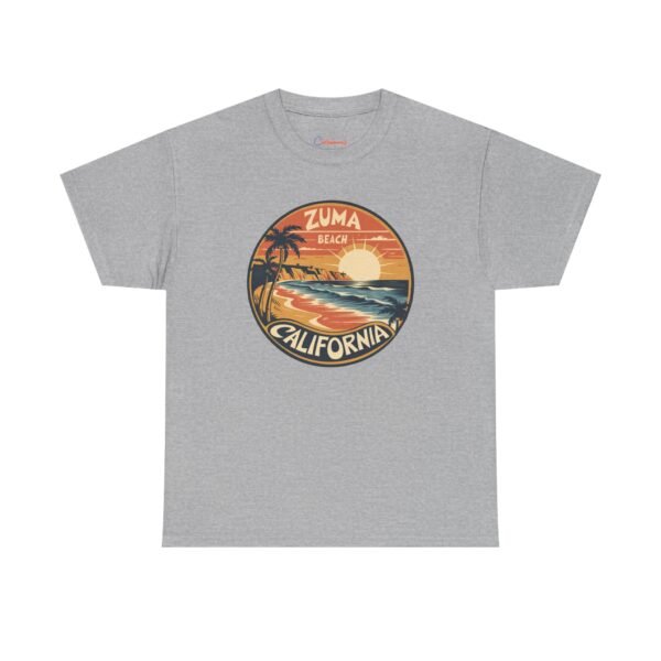 Zuma Beach California Tee - Retro Sunset Vibes | Unisex Softstyle T-Shirt, Surf Graphic Shirt, Coastal California Shirt, 80s Aesthetic Top