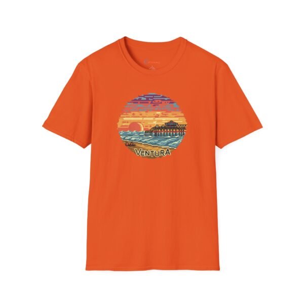 Embrace the Horizon: Pixel Art Ventura Pier Sunset - Unisex Softstyle T-Shirt