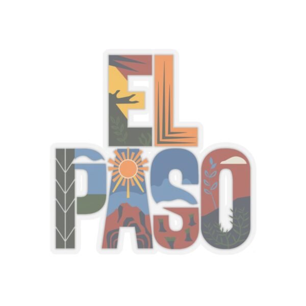 Stickers, Colorful El Paso Texas Nature Inspired Letter Art, Travel Gift Souvenir, Laptop Decal, Car Bumper Sticker, Planner Decoration