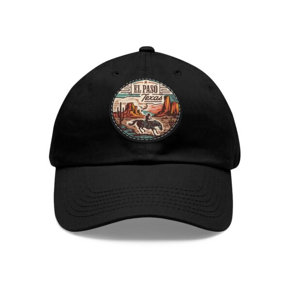 El Paso Texas Hat - Leather Patch Cowboy Rider Desert Scene, Western Baseball Cap, Retro Travel Souvenir Dad Hat, City Vibes Apparel