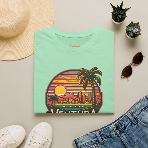 Ventura Sunset Pixel Art California Dream Unisex Softstyle T-Shirt, Graphic Tee, Vintage Style Shirt, Retro Tshirt, Beach Lover Gift
