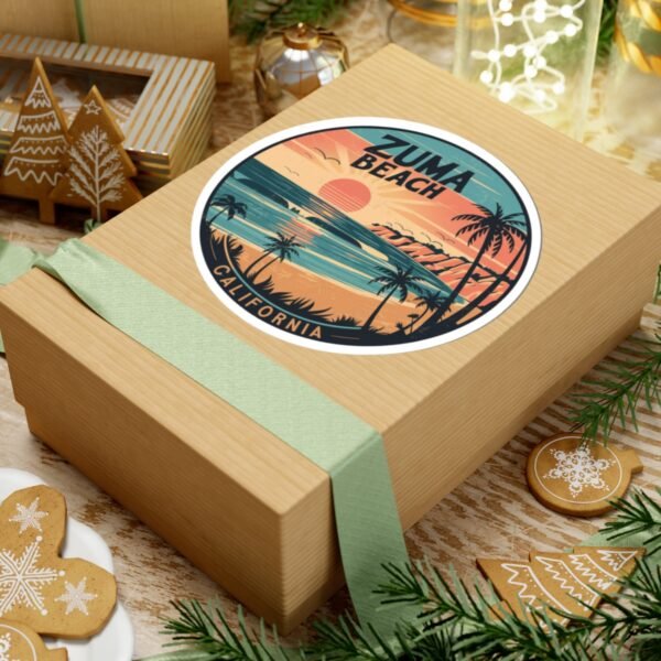 Zuma Beach California Sunset Sticker - Retro Coastal Vibes for Surf Lovers