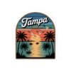 Tampa Florida Sticker - Retro Palm Trees and Boats Sunset Design with Seagulls - Vintage Coastal Travel Souvenir Vinyl Decal