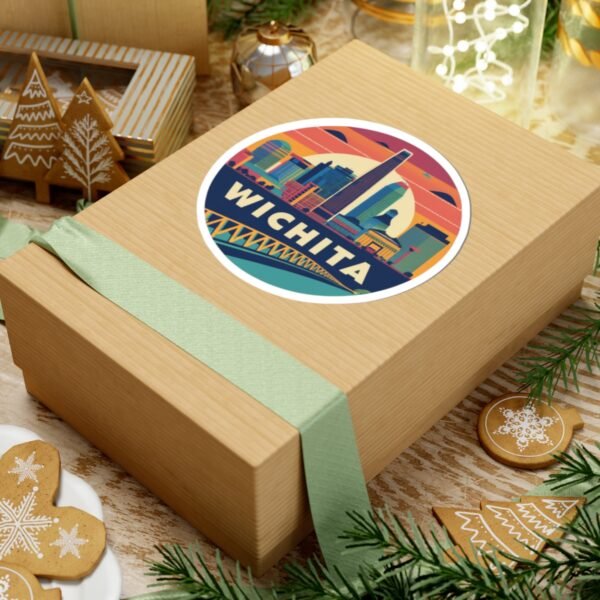 Wichita, Kansas Skyline Art - Kiss-Cut Stickers | Vibrant Cityscape Design