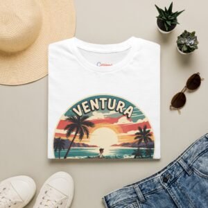 Ventura California T-Shirt - Retro Surfer Beach Tee with Sunset Ocean Art | Vintage Surf Style for Coastal Lovers