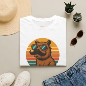 More Capy, Less Drama Funny Capybara T-Shirt, Retro Sunset Aesthetic Tee for Animal Lovers, Chill Vibes Shirt, Gift for Him or Herñ