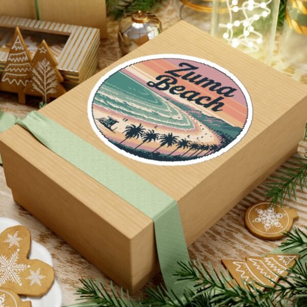 Zuma Beach Pixel Art Sticker - Retro California Coastline Vibes