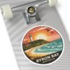 Byron Bay Australia Round Vinyl Sticker - Retro Beach Sunset Design, Coastal Souvenir, Waterproof Surf & Travel Decal
