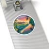 Wailua River Hawaii Sticker - Retro Tropical Canoe Art, Sunset Reflection Design, Vintage Hawaiian Souvenir, Adventure Travel Decor