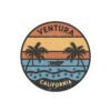 Ventura California Sticker - Retro Sunset Beach Decal with Palm Trees, Vintage Coastal Travel Souvenir, Surf Vibes Art