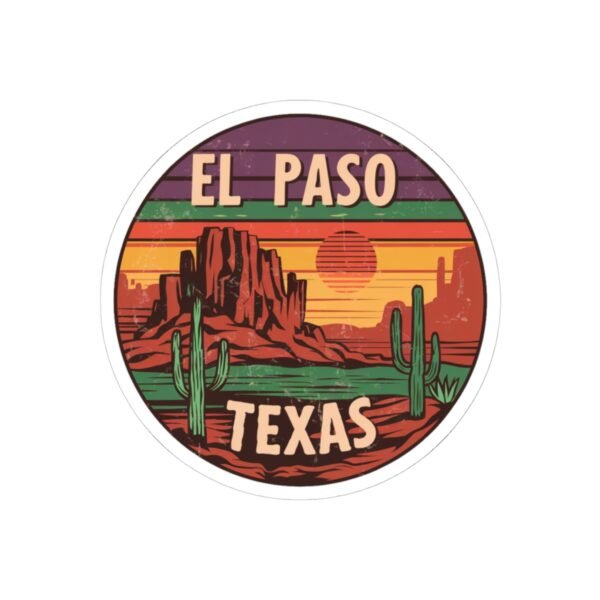 Desert Sunset Kiss-Cut Stickers | El Paso Texas, Cactus and Rocks, Southwestern Decor, Laptop Decals, Wanderlust Travel Accessories