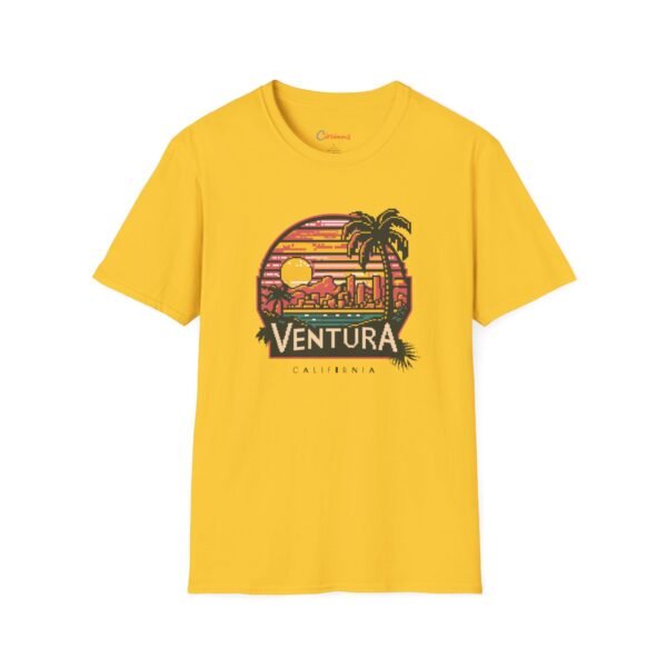 Ventura Sunset Pixel Art California Dream Unisex Softstyle T-Shirt, Graphic Tee, Vintage Style Shirt, Retro Tshirt, Beach Lover Gift