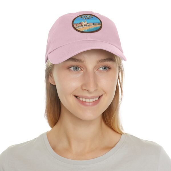 2405113079464839533_2048.jpeg Sitges Spain Hat - Coastal City Leather Patch Cap, Spanish Beach Town Souvenir Dad Hat, Barcelona Coast Travel Gift