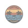Ventura California Sticker - Retro Sunset Beach Decal with Palm Trees, Vintage Coastal Travel Souvenir, Surf Vibes Art