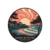Carmel-by-the-Sea California Sticker - Retro Sunset Ocean View with Cypress Trees & Coastal Cottages - Vintage Travel Art