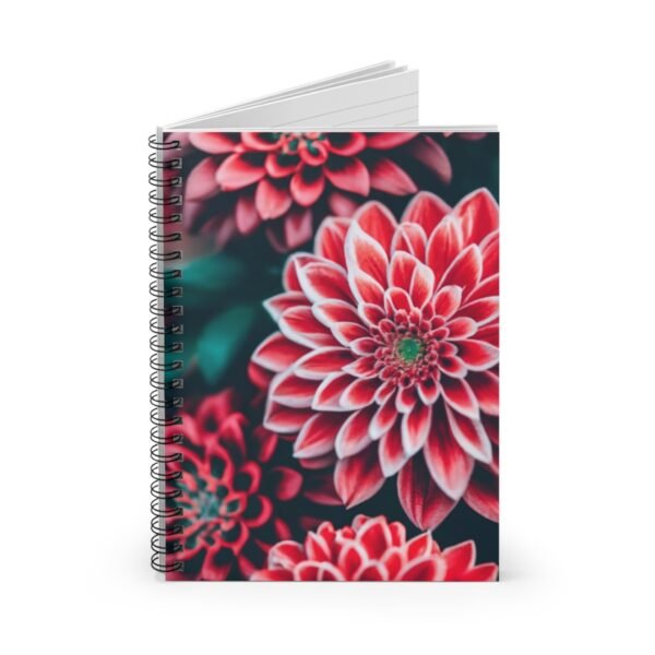 Floral Notebook, Journal, Nature Stationery, Red Flowers Planner, Grid Line Diary, College Ruled Sketchbook - Gift for Students and Nature