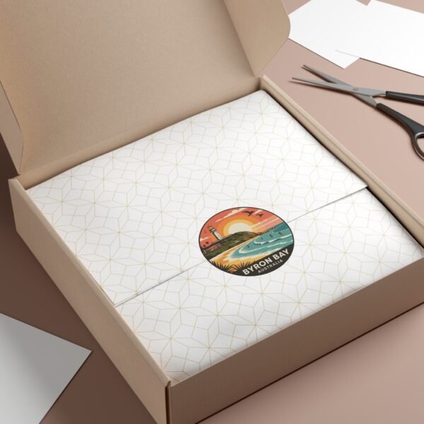 Byron Bay Australia Round Vinyl Sticker - Retro Beach Sunset Design, Coastal Souvenir, Waterproof Surf & Travel Decal