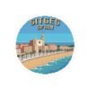 Sitges Spain Sticker - Pixel Art Coastal Travel Design, Retro Mediterranean Beach Souvenir