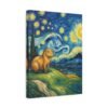 Canvas Print, Capybara Art - Tranquil Night Landscape Wall Decor, Whimsical Animal Illustration, Capybara Nation Collection, Nature Lover