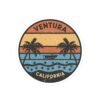 Ventura California Sticker - Retro Sunset Beach Decal with Palm Trees, Vintage Coastal Travel Souvenir, Surf Vibes Art