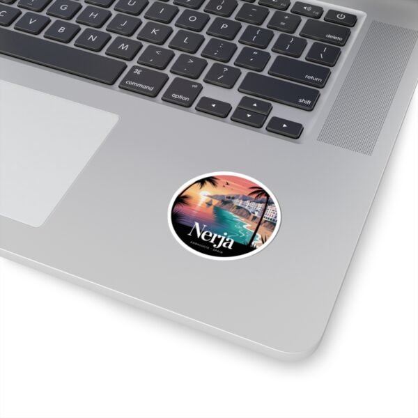 Nerja Spain Sticker - Retro Coastal Sunset Art | Andalucía Beach Town Vinyl Decal for Laptop, Journal & Water Bottle