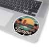 Tampa Florida Retro Sticker - Vintage Sunset City Skyline with Bridge, Boats & Palms - Florida Travel Decal, Souvenir and Gift