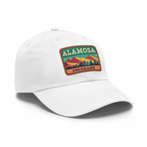 Alamosa Colorado Hat - Retro Sunset Rectangular Leather Patch Cap, Great Sand Dunes Mountains Souvenir Dad Hat, Travel Gift