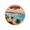Sitges Spain Sticker - Retro Sunset Beach Art, Mediterranean Travel Decal, Spanish Coastal Town Souvenir, Palm Trees Ocean View